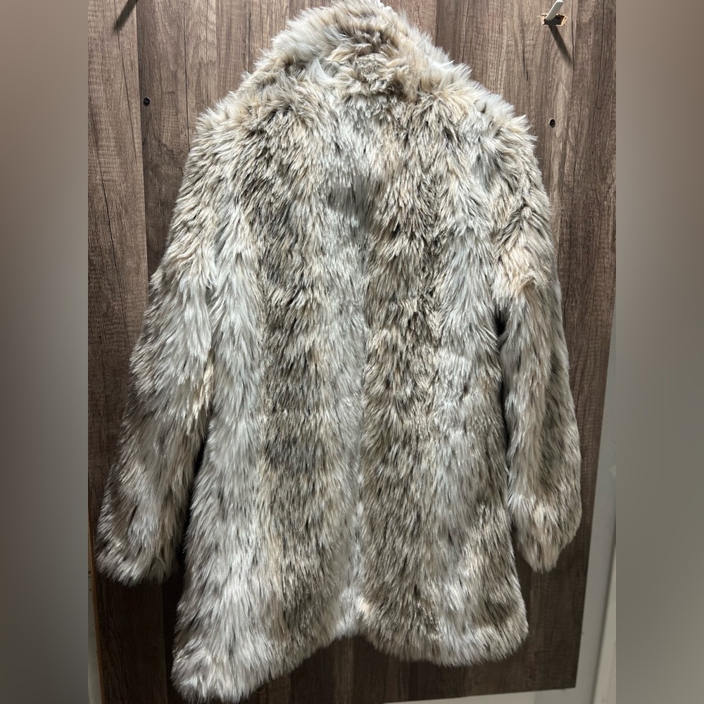 Women's Soft Fur Coat Jacket Cream white Womens Small 38 Vintage Style - Picture 5 of 12